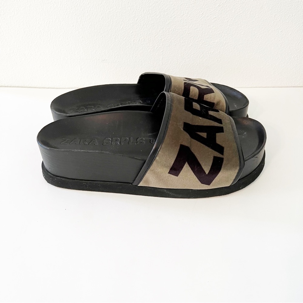 Zara Green Flatform Slides-Size 10